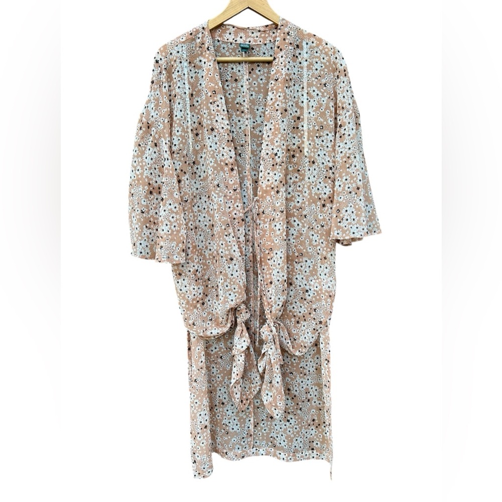 Wild Fable Floral Duster Kimono Tie Front Size XL